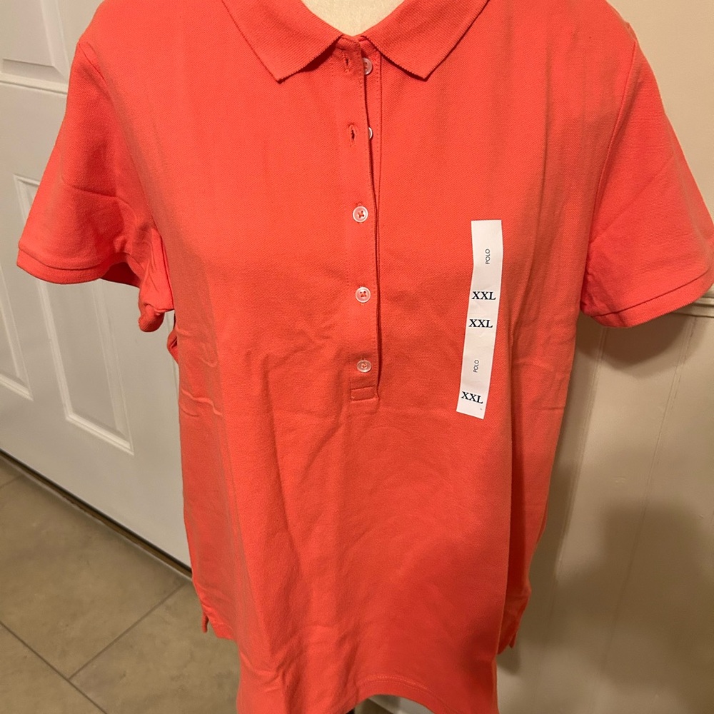 New With Tags Woman’s Croft & Barrow Vibrant Coral Polo Shirt Size XXL